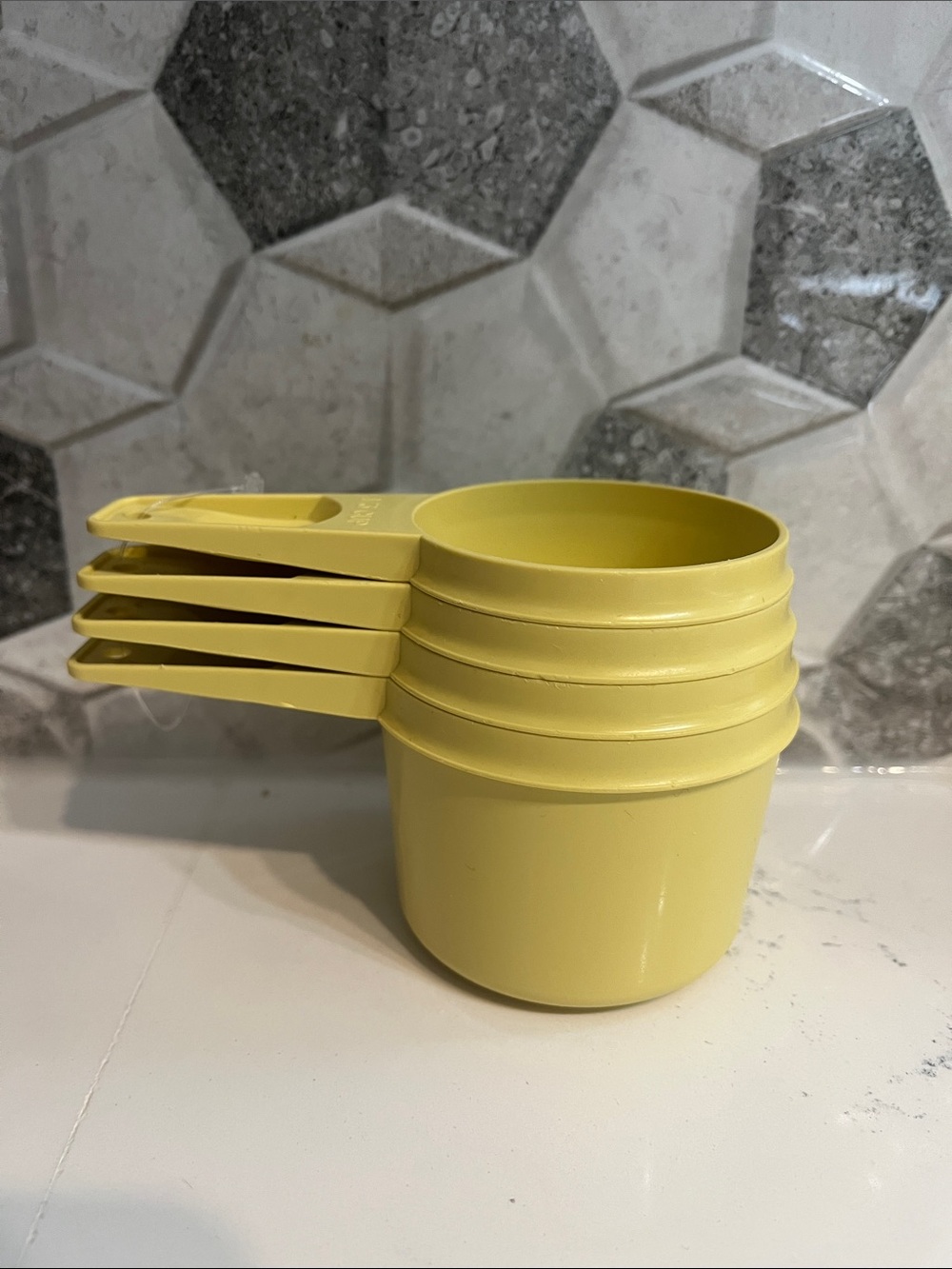 Vintage Tupperware Stackable Yellow Measuring Cups - Nested Set